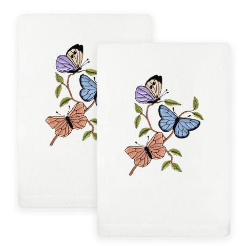 Spring Butterflies Embroidered Towel