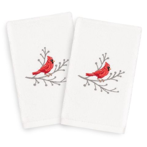 Christmas Cardinal Embroidered Towel