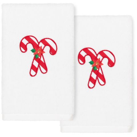 Christmas Candy Canes Embroidered Towel