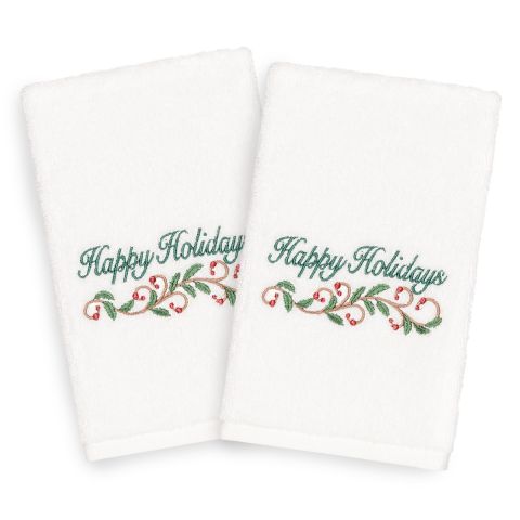 Christmas Happy Holidays Embroidered Towel