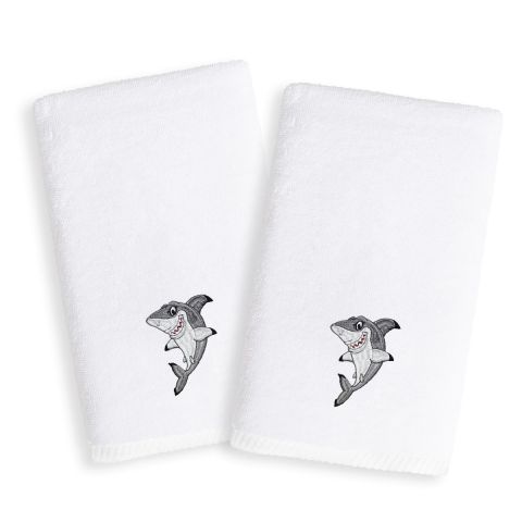 Linum Kids Shark Embroidered Towel