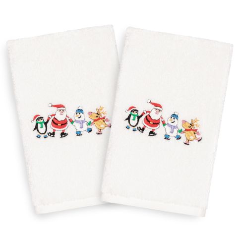Christmas Skating Party Embroidered Towel