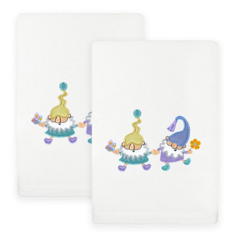 Spring Gnomes Embroidered Towel