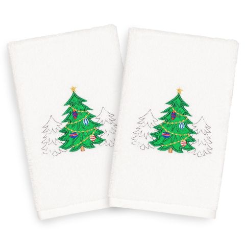 Christmas Three Trees Embroidered Towel