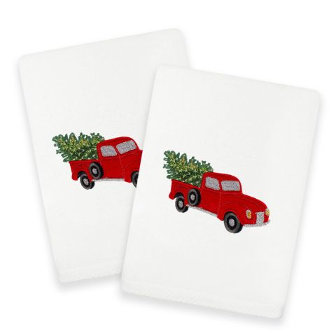 Christmas Truck Embroidered Towel