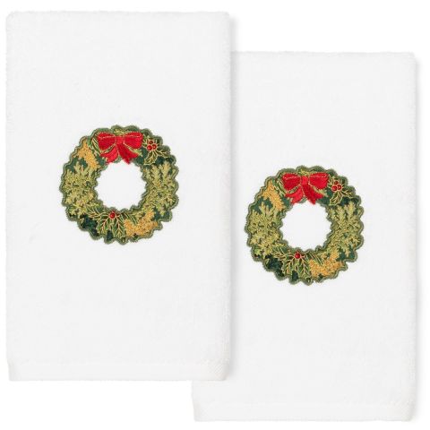 Christmas Wreath Embroidered Towel