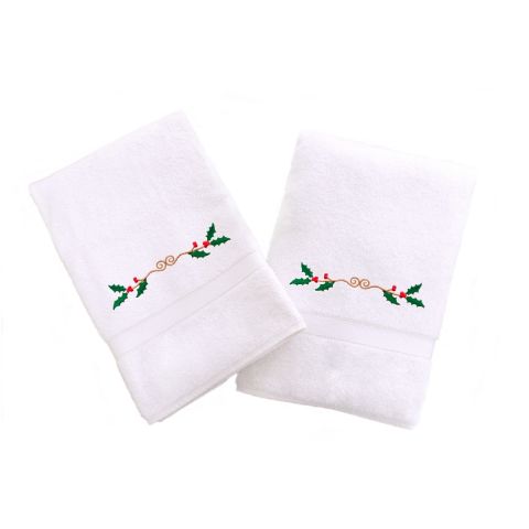 Holly Border Embroidered Towel