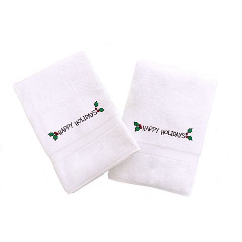 Happy Holiday with Ornament Embroidered Towel