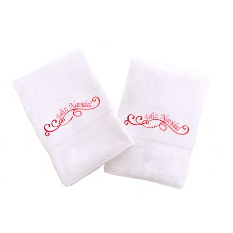 Feliz Navidad Swirls Embroidered Towel